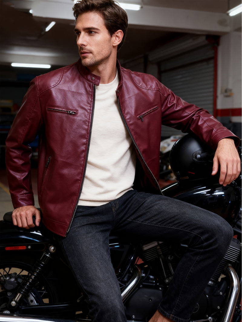 Jaqueta masculina slim fit para motociclista, coleção outono inverno