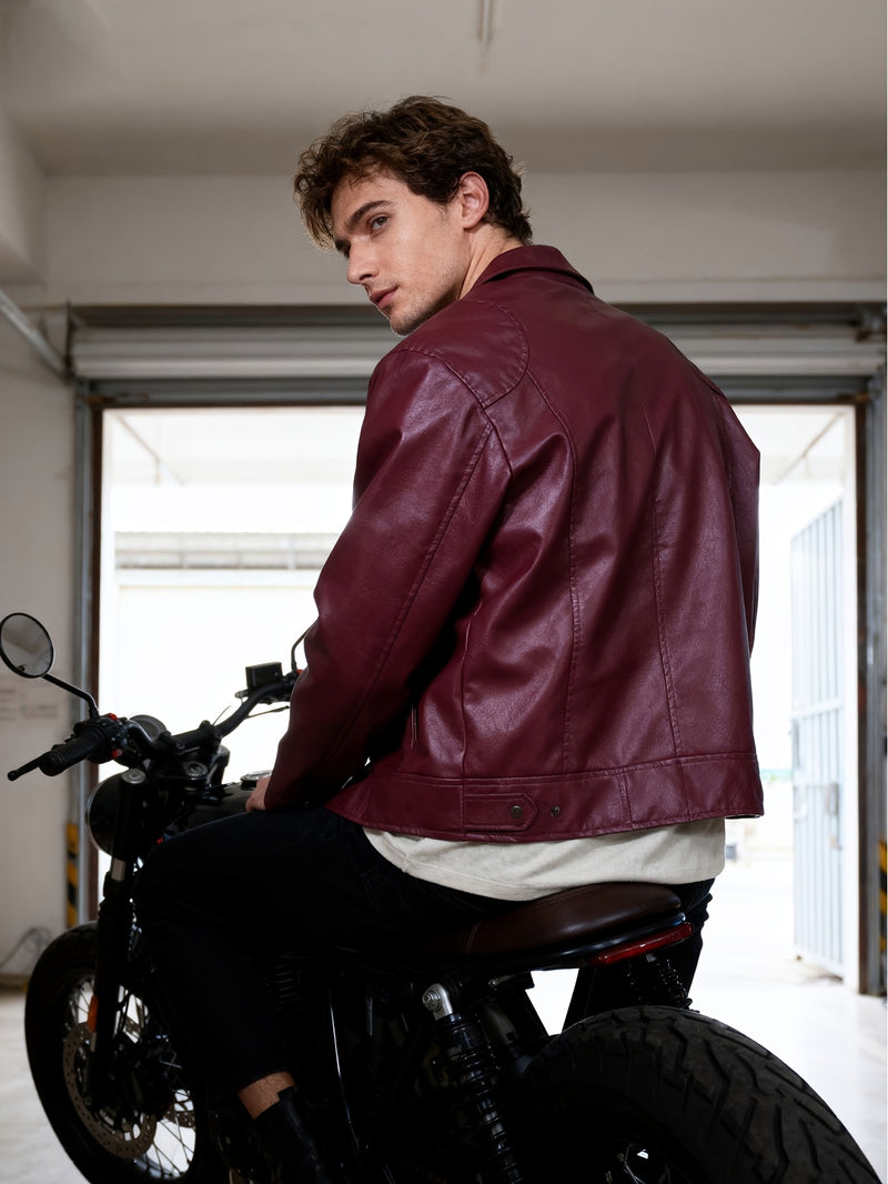 Jaqueta masculina slim fit para motociclista, coleção outono inverno