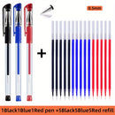 Pacote com 18 canetas em gel: 3 canetas + 15 refis. Caneta à base de água padrão euro