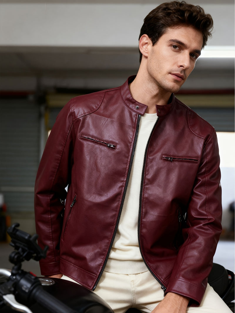 Jaqueta masculina slim fit para motociclista, coleção outono inverno