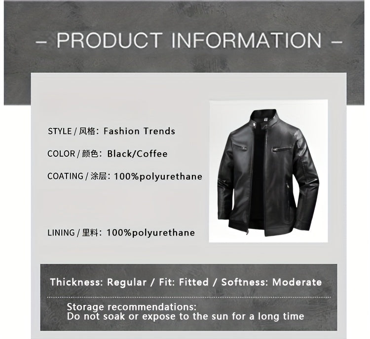 Jaqueta masculina slim fit para motociclista, coleção outono inverno