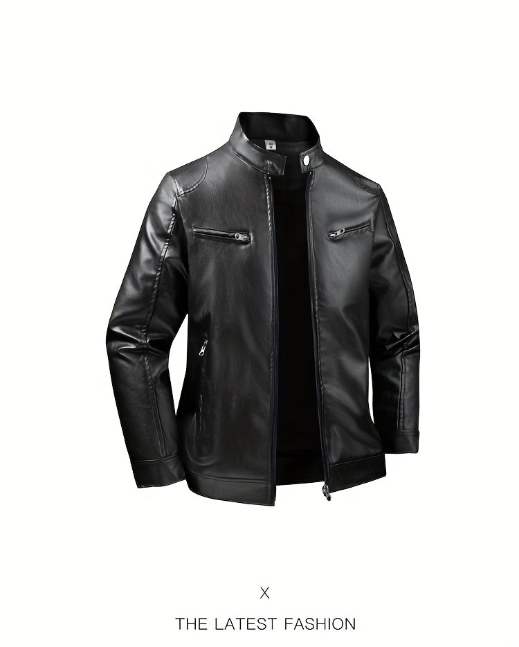 Jaqueta masculina slim fit para motociclista, coleção outono inverno