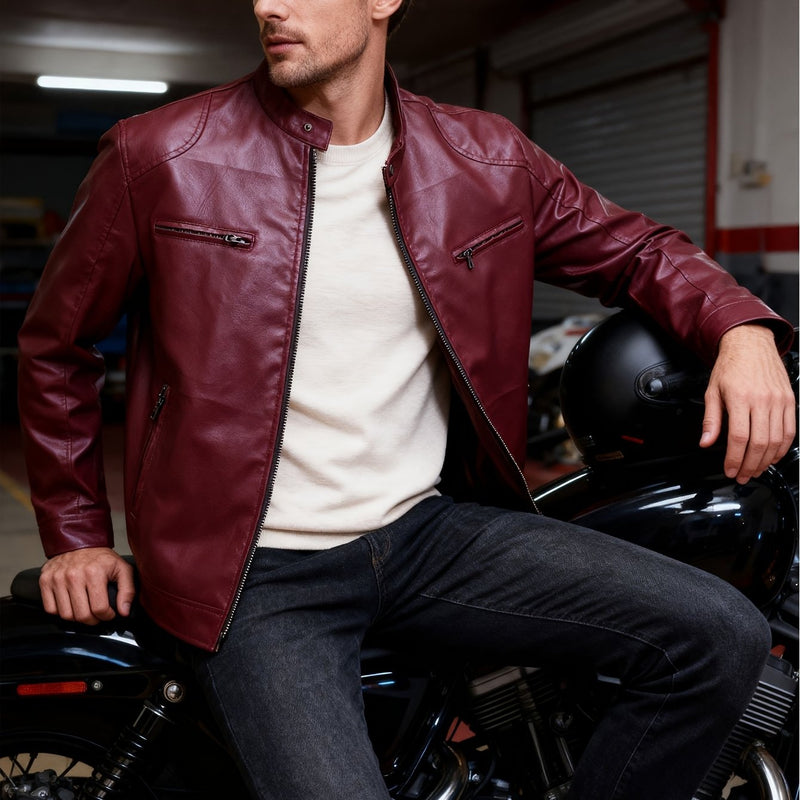 Jaqueta masculina slim fit para motociclista, coleção outono inverno