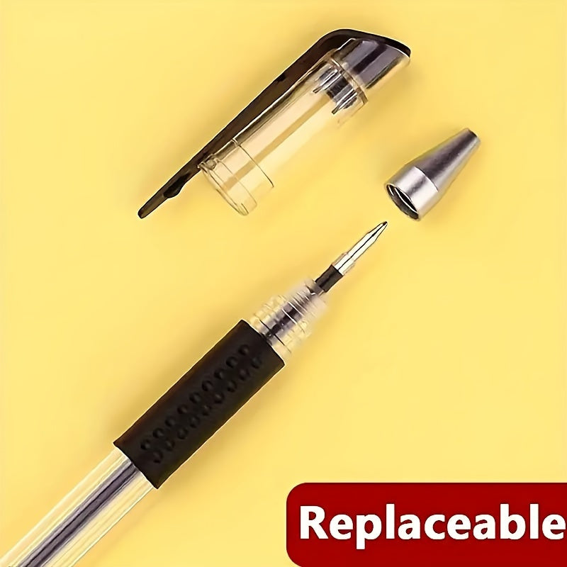 Pacote com 18 canetas em gel: 3 canetas + 15 refis. Caneta à base de água padrão euro