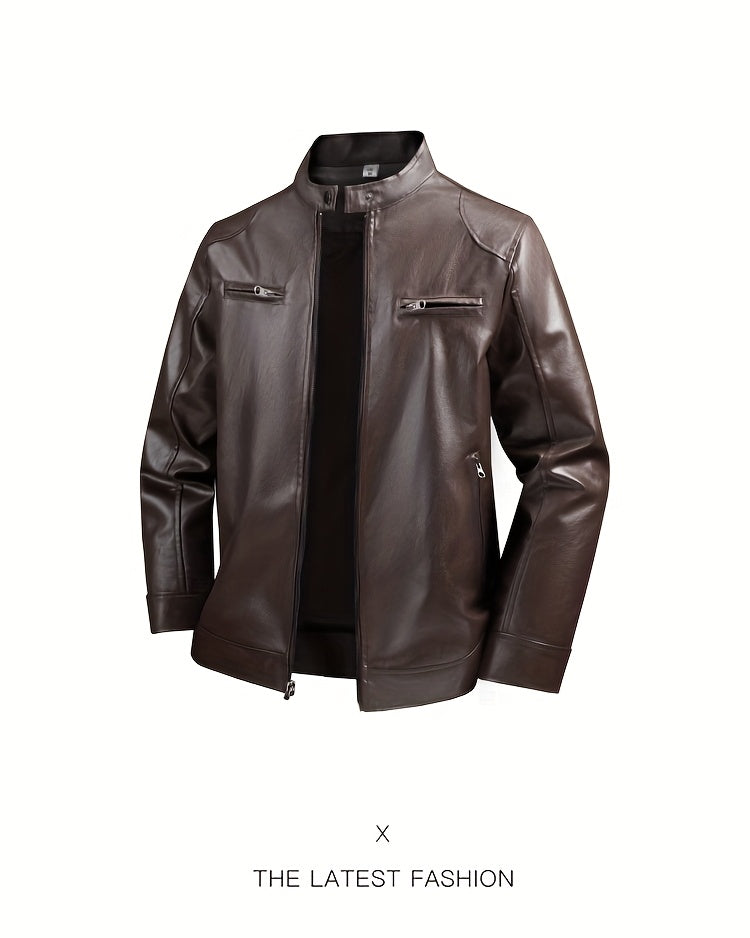 Jaqueta masculina slim fit para motociclista, coleção outono inverno