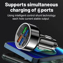 Carregador rápido de carro 6 em 1 com carregamento rápido USB-C, PD duplo e QC