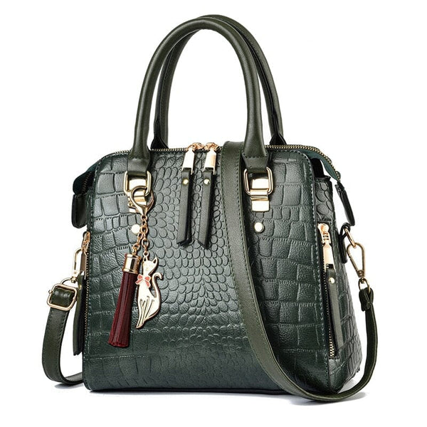 Women's Crocodile Design Leather Handbag