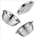 Set of 3 Kitchen Utensils - Grater/Slicer, Colander and Bowl