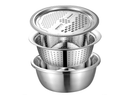 Set of 3 Kitchen Utensils - Grater/Slicer, Colander and Bowl