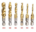 6-Piece 2-in-1 Titanium Steel Drill Bit Kit - Drills and creates threads