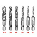 6-Piece 2-in-1 Titanium Steel Drill Bit Kit - Drills and creates threads