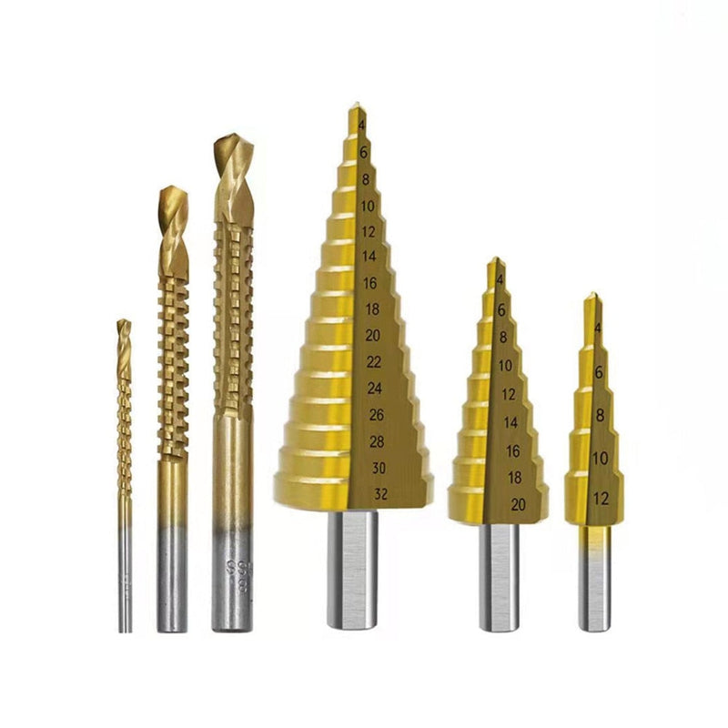 Complete Kit 6 Titanium Step Drill Bits
