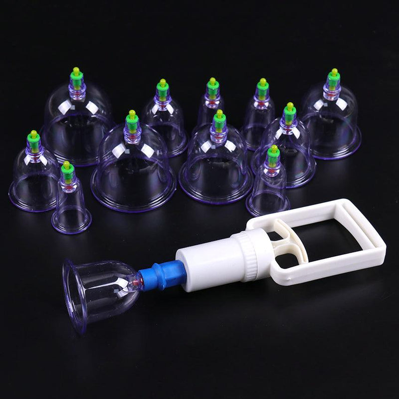 Ventosas com 12 Peças + Bomba para Ventosaterapia Kit