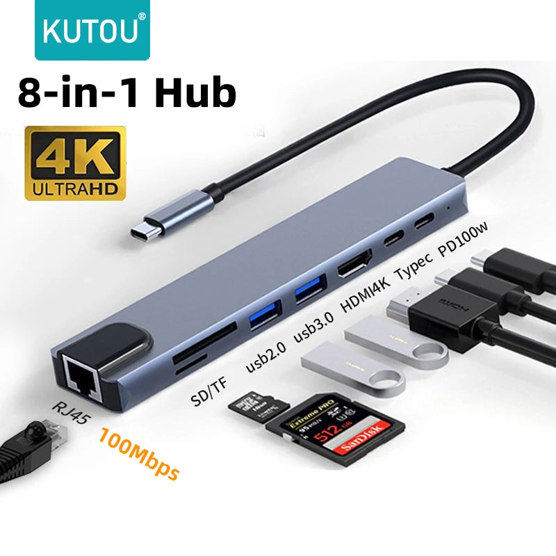 Estação Hub de Multi Conecção USB - Cartões - HDMI - 8 portas