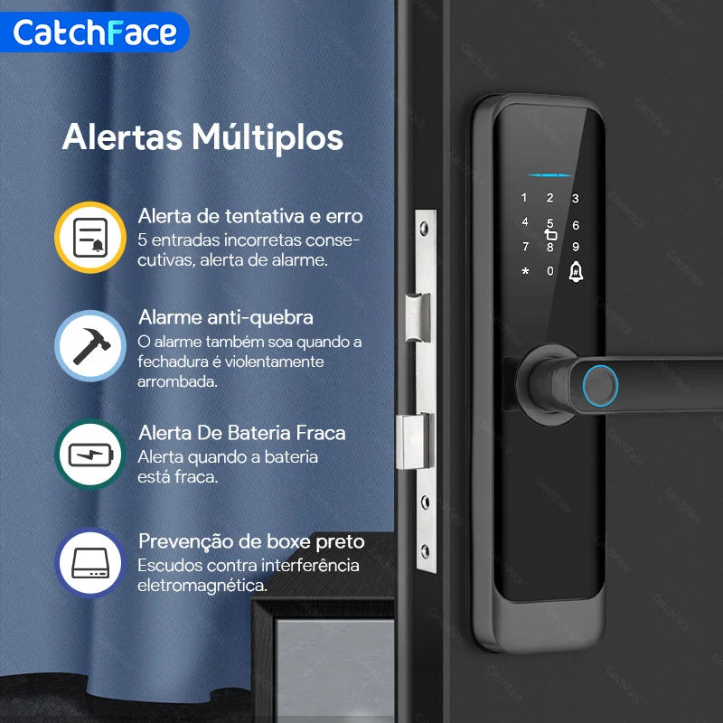 Smart Electronic Lock with VOICE in Portuguese - Password - Card - Wifi - Keys - App