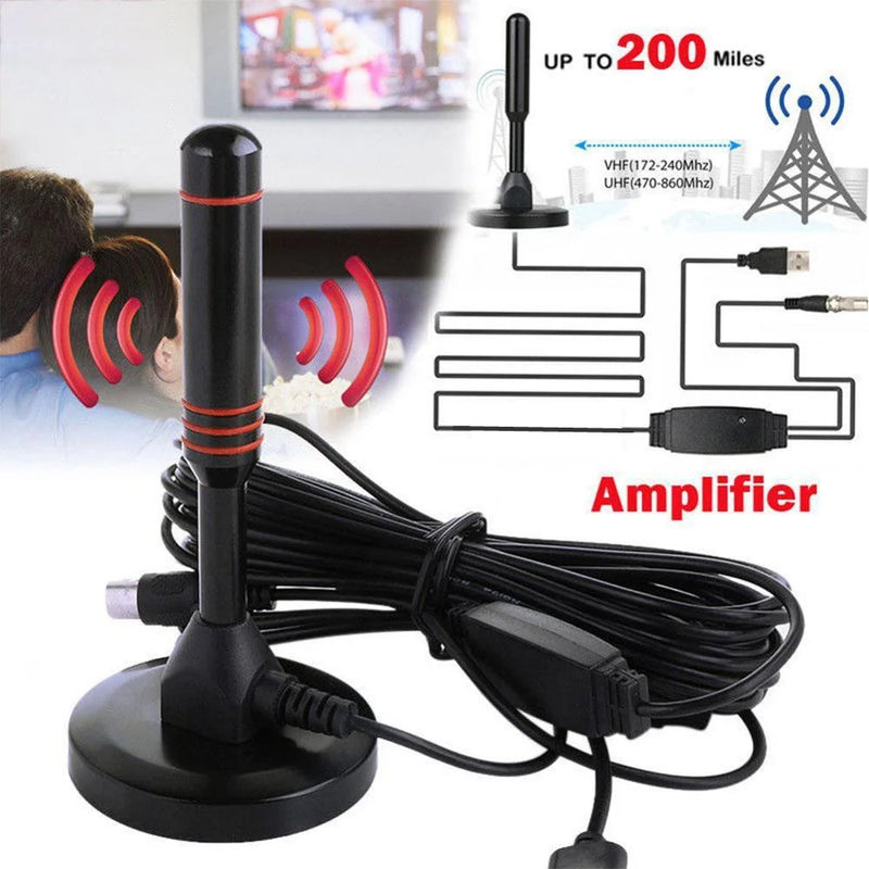 Antena para TV Digital HD com amplificador VHF / UHF - Interna amplificada 200milhas