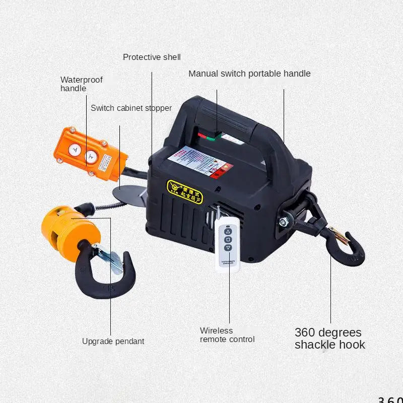 Electric portable crane with 500kg capacity - Remote control operation