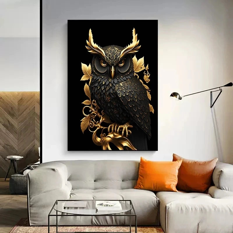 Tela para Quadro NATUREZA VIVA Africa Luxo em Preto e Dourado