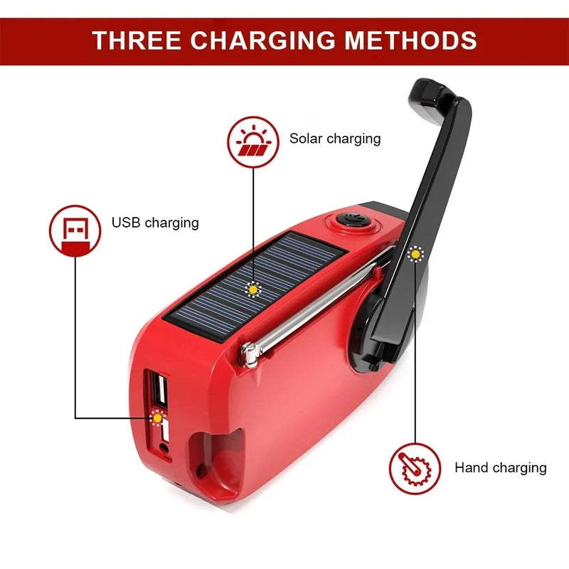 FM/AM Radio Solar Charger, Hand Crank, Flashlight