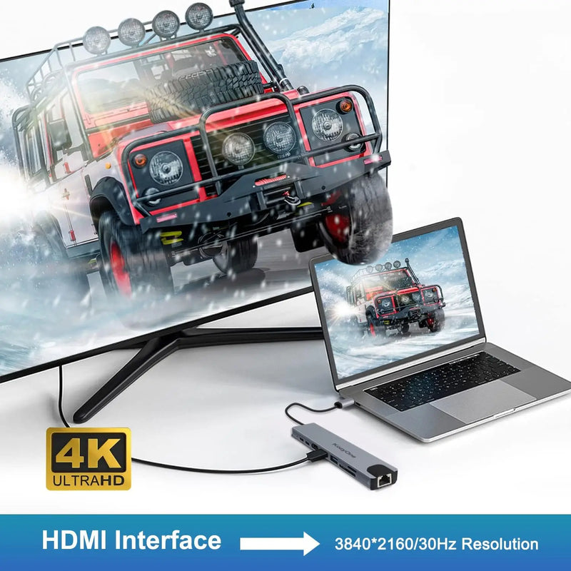 Estação Hub de Multi Conecção USB - Cartões - HDMI - 8 portas