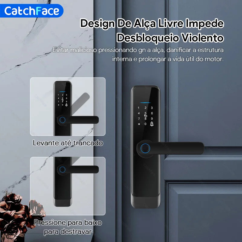 Smart Electronic Lock with VOICE in Portuguese - Password - Card - Wifi - Keys - App