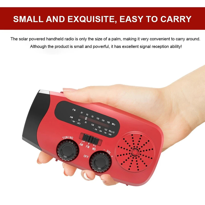 FM/AM Radio Solar Charger, Hand Crank, Flashlight