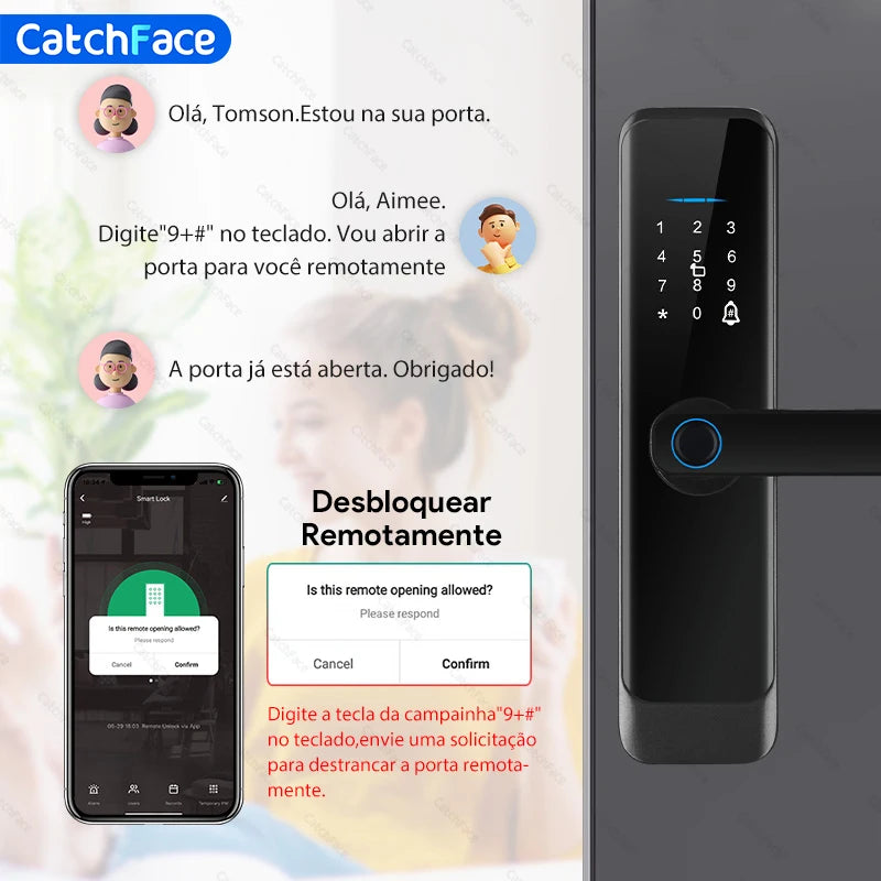 Smart Electronic Lock with VOICE in Portuguese - Password - Card - Wifi - Keys - App