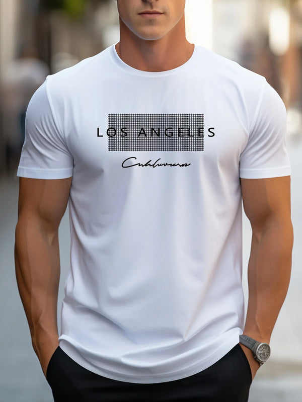 Casual Soft Sport T-Shirts 100% Fiber - Los Angeles Print - Round Neck