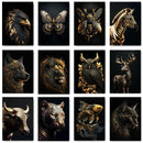 Tela para Quadro NATUREZA VIVA Africa Luxo em Preto e Dourado