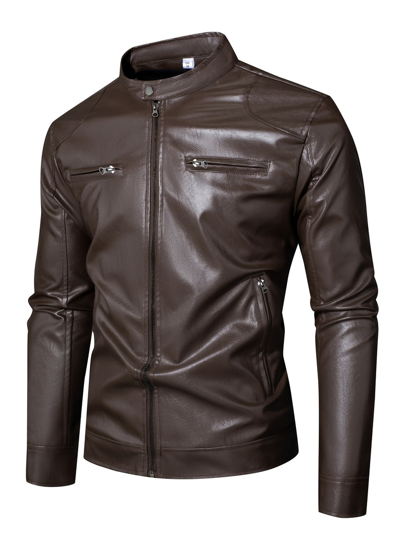 Jaqueta masculina slim fit para motociclista, coleção outono inverno