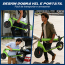 Patinete Elétrico Dobrável de 10 Polegadas, Motor de 500W, Autonomia de 35km, Velocidade Máxima de 32km/h, Equipado com Freios a Disco Eletrônicos e Freios a Tambor, Capacidade Máxima de Carga de 120kg, Suporta Bateria Removível e Substituível Ativo
