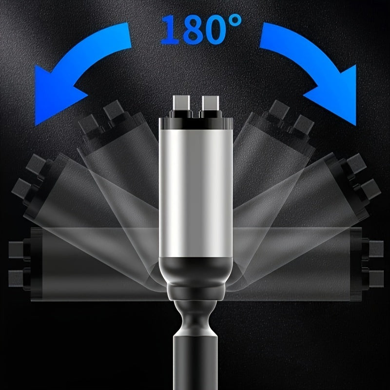 Carregador Celular veicular retrátil rápido de 120 W com 2 cabos retráteis e porta USB -